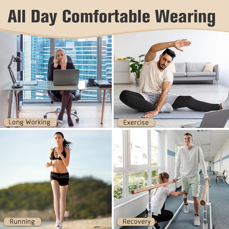 Athbavib Thigh High 20-30mmHg Compression Stocking, Closed Toe Compression Socks for Women & Men Circulation with Silicone Dot Band-Ideal for Athletic, Medical, Travel Use - Image 5